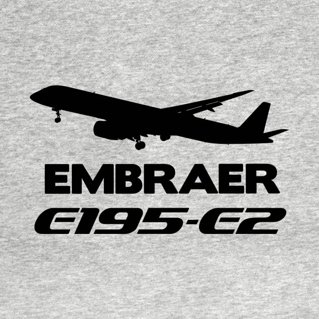 Embraer E195-E2 Silhouette Print (Black) by TheArtofFlying